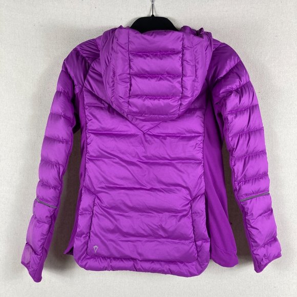 Lululemon Ivivva Girls Goose Down Pullover Puffer Jacket Hooded Purple Size 12 - Picture 4 of 12